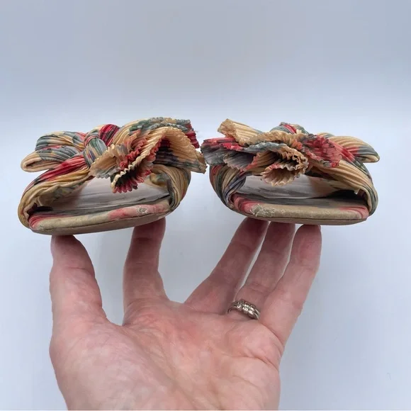 Loeffler Randall Daphne Pleated Knot Flat Sandals 9 Floral - Picture 13 of 16